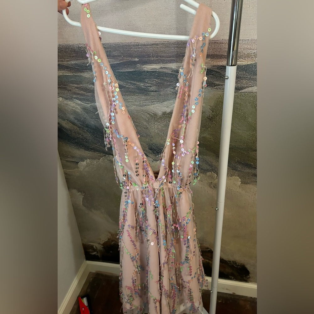 Sequin Deep V Dress